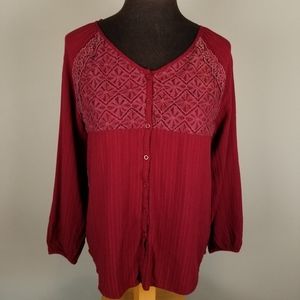 Skies are Blue berry button down long sleeve shirt